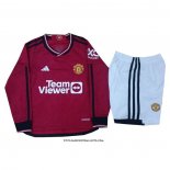 Manchester United Home Shirt Kid Long Sleeve 23/24