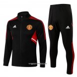 Jacket Tracksuit Manchester United Kid 22/23 Black and Red