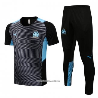 Tracksuit Olympique Marseille Short Sleeve 21/22 Black