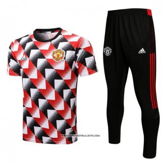 Tracksuit Manchester United Short Sleeve 22/23 Black and Red