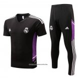 Tracksuit Real Madrid Short Sleeve 22/23 Black and Purpura