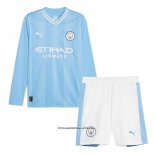 Manchester City Home Shirt Kid Long Sleeve 23/24